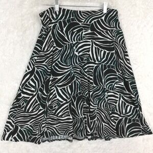 East 5th Womens Skirt Midi Stretch Black White Green Stripe Abstract L